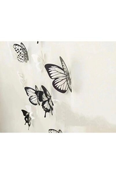 18 Adet 3d Duvar Sticker Çift Kanatlı Simli Kelebek Pvc Wall Sticker Butterfly