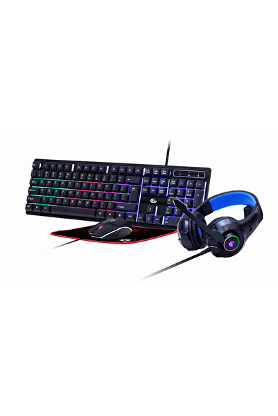 Gembird KIT 4-in-1, gaming, cu fir, tastatura 104 taste + mouse 2400dpi 6 but...