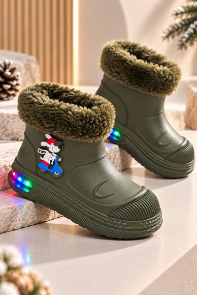 MUGGO MUPPY Işıklı Kürk Detaylı Unisex Çocuk Günlük Yağmur ve Kar Botu