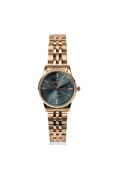 Imperial Men's Rose Gold Stainless Steel Watch, Black Dial, Y121 Movement, Bu...