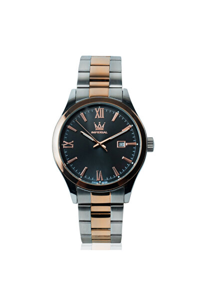 Imperial Men's TT Rose Gold Stainless Steel Watch, Black Dial, Y121 Movement,...