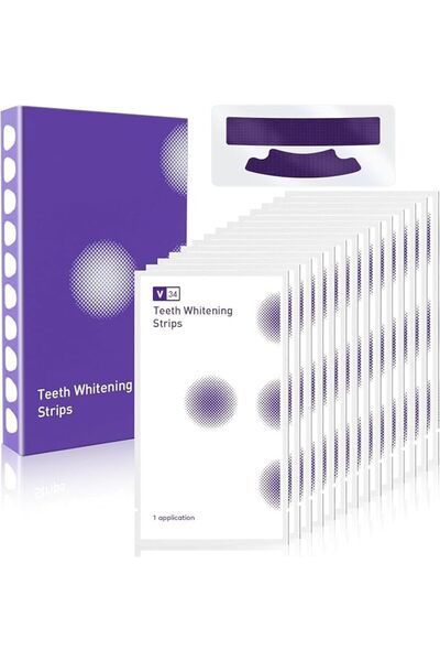 ALMEKAQUZ 28 Pcs Teeth Whitening Strips, Purple Teeth Whitening Strips, 14 Tr...