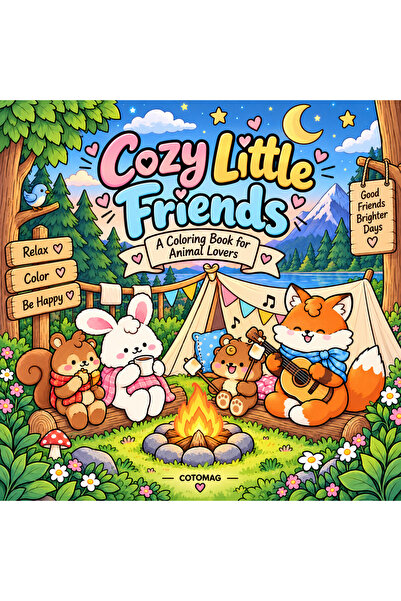 Cotomag Carte de Colorat Cozy Little Friends cu Animale pentru Copii și Adulț...