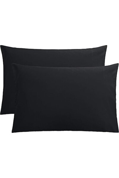 COM LIVING HOUSE Set de 2 fețe de pernă 40 x 60 cm bumbac ranforce negru uni