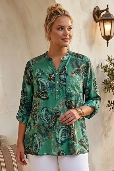 Chiccy Italian Green Judge Collar Long Sleeve Shawl Patterned Sequin Pocket C...