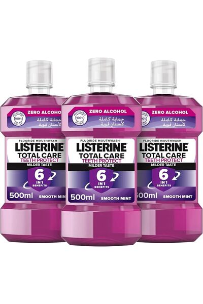 Listerine Zero Listerine Mouthwash Total Care Milder Taste - 500ml - Pack of 3
