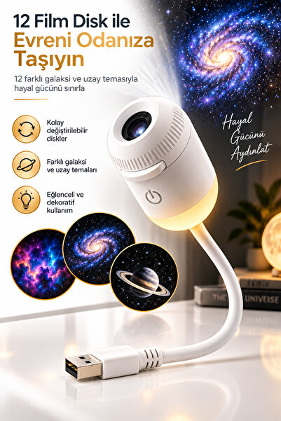 RAYLAX 12 Film Diskli Galaxy Projeksiyon – Her Gece Farklı Bir Evreni Odanıza...