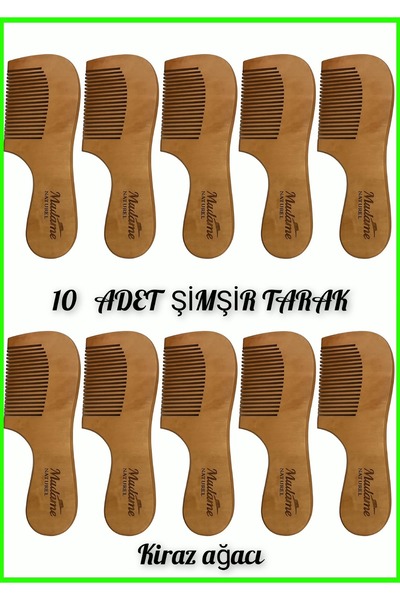 MADAMENATUREL 10 Pieces Wooden Comb with Handle (Cherry Wood+ Water Resistant...