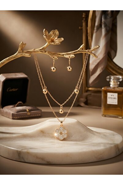 Generic Brand BEXX LABEL Gold-Plated Double Layer FLORAL FLOWER CRYSTAL Penda...