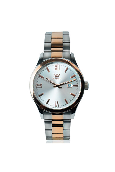 Imperial Men's TT Rose Gold Stainless Steel Watch, Silver Dial, Y121 Movement...