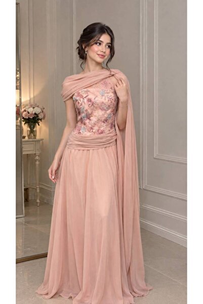 DIFFERENT Light Evening Dress with Flowers