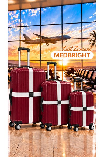 MEDBRIGHT Suitcase Belt Adjustable Suitcase Belt with Safety Lock Buckle 2 Pieces 4cm X 200cm