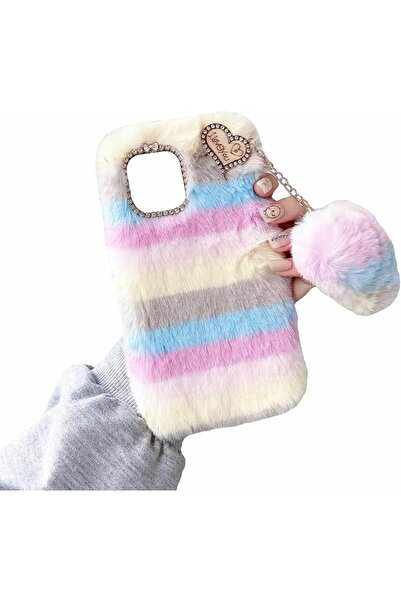 GENERAL Cute Fluffy Colorful Case for iPhone 13 Pro,Girls Women Furry Rabbit ...