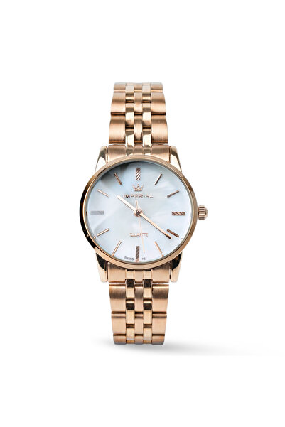 Imperial Men's Rose Gold Stainless Steel Watch, White Dial, Y121 Movement, Bu...
