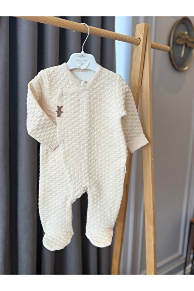 Baby Aden Babyaden Quilted Textured Double-Breasted Baby Romper with Rabbit L...