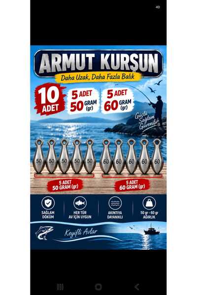 50 ve 60 Gram Olta Kurşunu (5 er Adet, Toplam 10 Adet)