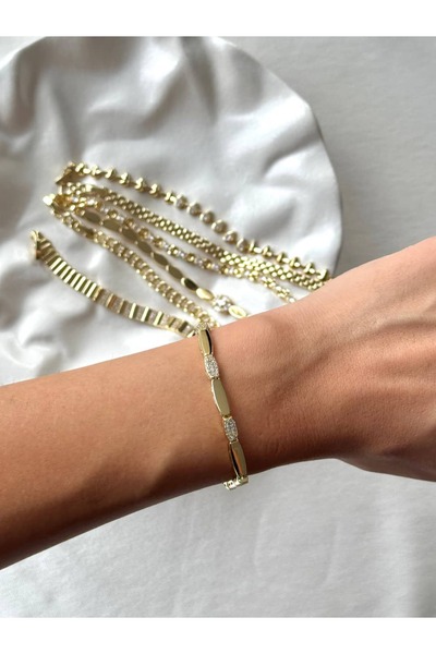 Alveole Jewelry 14K Zirkon Taşlı Kapsül Formlu Bileklik