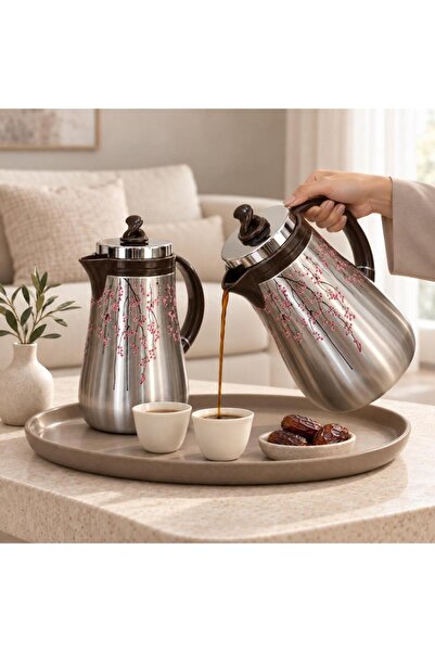 laverahome Trams Stainless Steel Set with Pink Rose Branch Pattern |