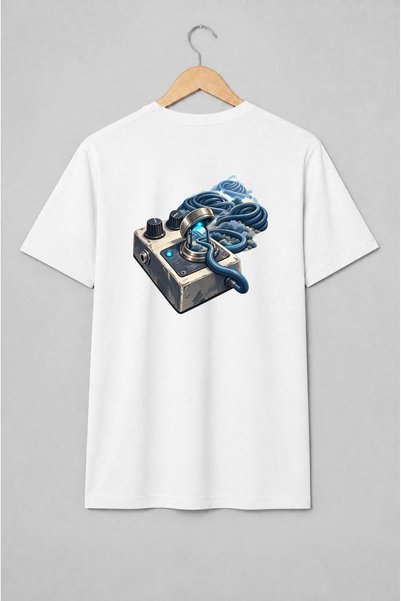 Generic Brand Tricou unisex cu Pedală de efecte audio cu cablu retro