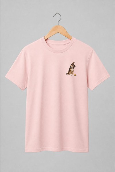 Generic Brand Tricou unisex cu Câine tricolor cu minge portret realist
