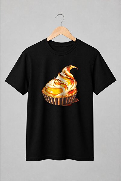 Generic Brand Tricou unisex cu Tartă cu lămâie și bezea retro