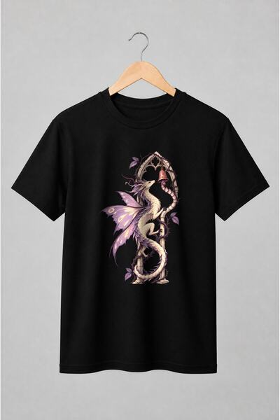 Generic Brand Tricou unisex cu Dragon feeric cu aripi mov