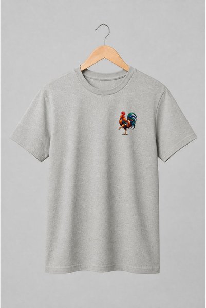 Generic Brand Tricou unisex cu Cocoș multicolor stil ilustrat