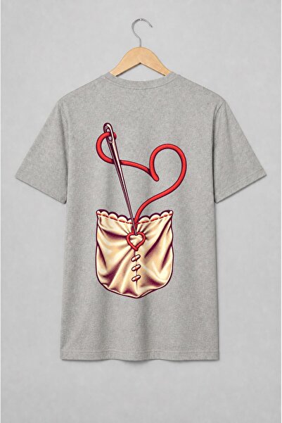Generic Brand Tricou unisex cu Ac și ață cu inimă vintage