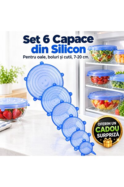 Zâna Casei Set of 6 flexible silicone lids for pots, bowls and cans, 7 to 20 cm