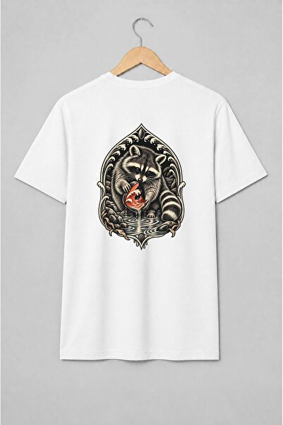 Generic Brand Tricou unisex cu Raton cu val marin în stil gravură