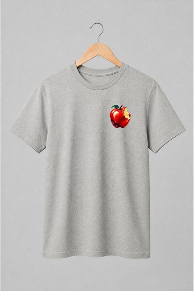 Generic Brand Tricou unisex cu Măr roșu mușcat pop-art