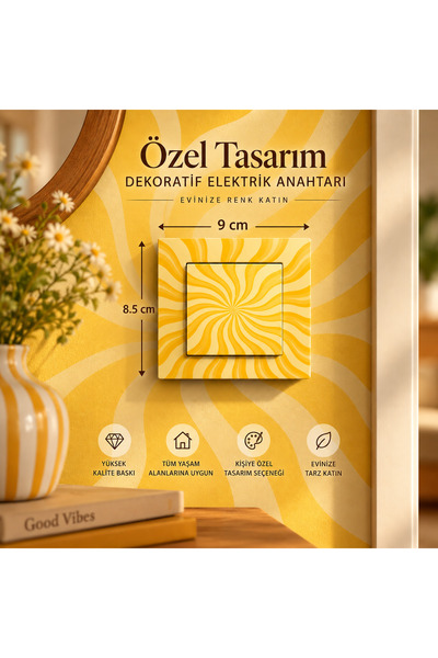 Vass Bros Açelya's Collection Sarı Retro Dekoratif Elektrik Anahtarı –