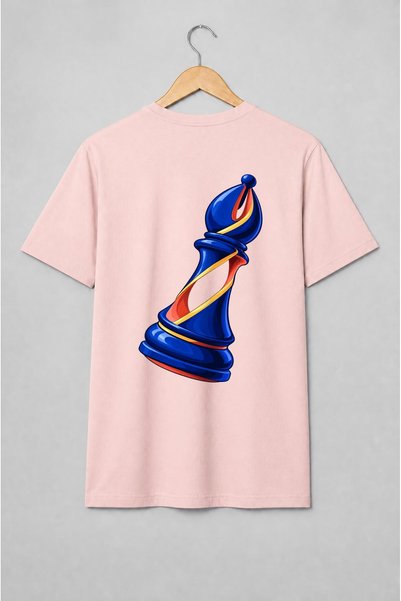 Generic Brand Tricou unisex cu Nebun de șah stilizat
