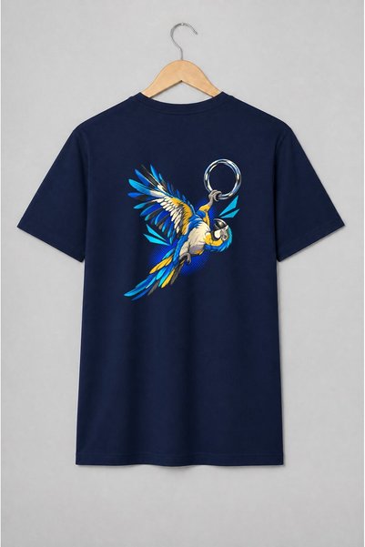 Generic Brand Tricou unisex cu Papagal ara albastru și galben în stil pop art