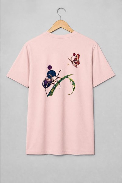 Generic Brand Tricou unisex cu Păianjen și molie pe frunză, ilustrație entomo...