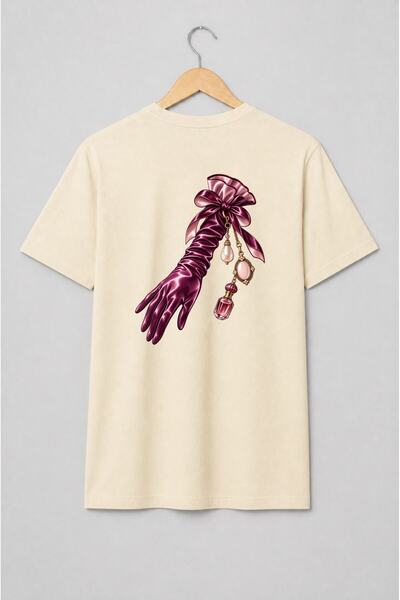 Generic Brand Tricou unisex cu Mănușă de satin cu fundă și bijuterii vintage