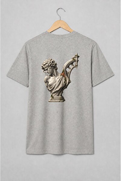 Generic Brand Tricou unisex cu Bust de statuie clasică cu arcadă gotică dark ...