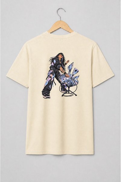 Generic Brand Tricou unisex cu Femeie DJ cu pick-up, stil alternativ