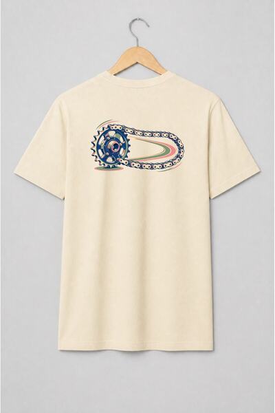 Generic Brand Tricou unisex cu Pinion și lanț de motocicletă vintage