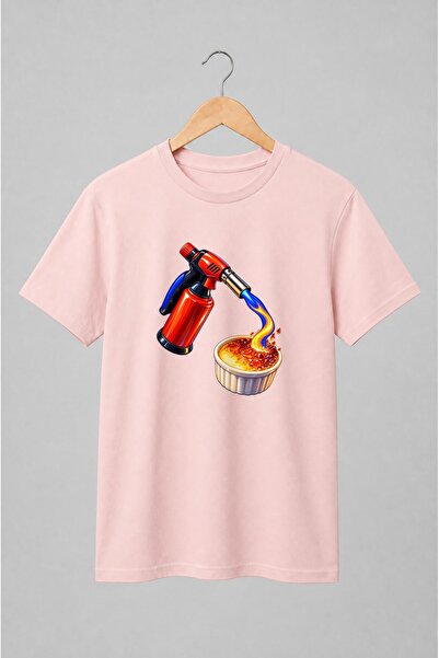 Generic Brand Tricou unisex cu Torță culinară și crème brûlée pop-art
