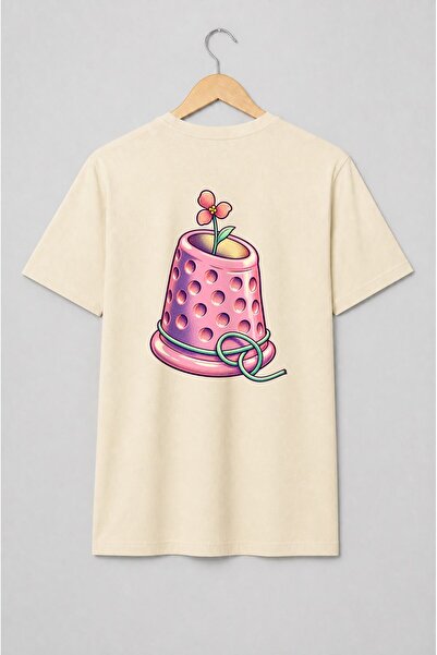 Generic Brand Tricou unisex cu Floare într-un degetar pop art
