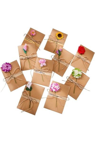 GENERAL Set of 10 Greeting Cards with Envelopes Retro Kraft Paper, 10 Blank C...