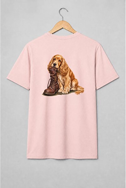 Generic Brand Tricou unisex cu Câine Cocker Spaniel cu Bocanc Vintage