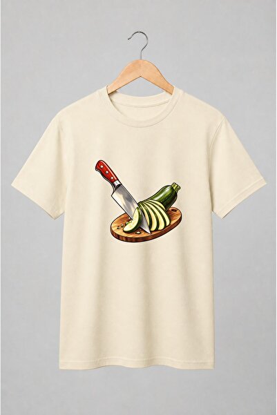 Generic Brand Tricou unisex cu Cuțit de bucătărie și dovlecel feliat stil cul...