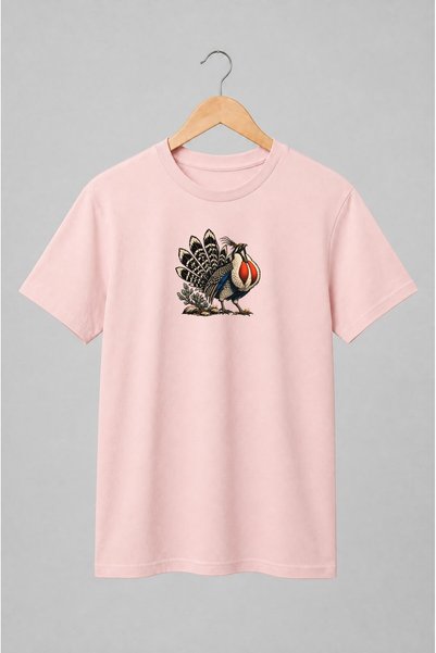 Generic Brand Tricou unisex cu Pasăre exotică cu coadă în evantai vintage