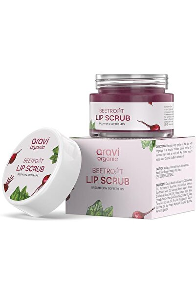 Aravi Organic Beetroot Lip Scrub with Shea Butter & Cocoa Butter – For Dark, ...