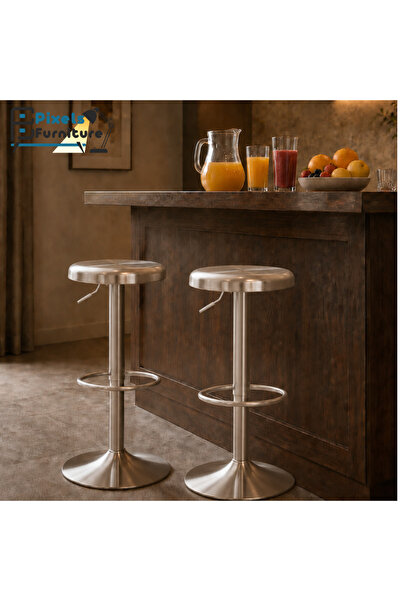 PixelsFurniture مجموعة 2 كرسي بار من بكسل الأثاث قابل للتعديل بتصميم عصري ونم...