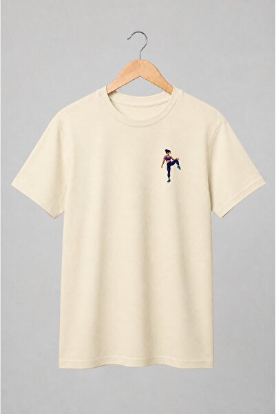 Generic Brand Tricou unisex cu Femeie în echipament sportiv stil vectorial