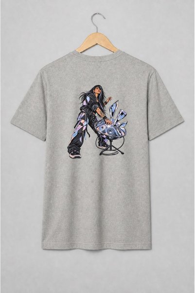 Generic Brand Tricou unisex cu Femeie DJ cu pick-up, stil alternativ