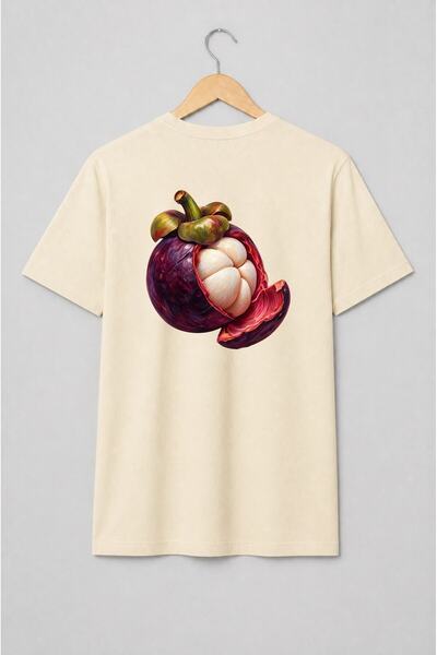 Generic Brand Tricou unisex cu Mangostan deschis ilustrație botanică
